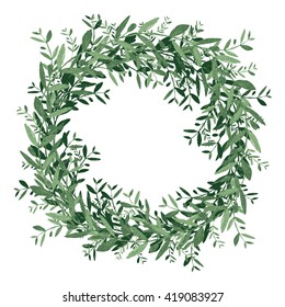 Watercolor olive wreath. Isolated vector illustration on white background. Organic and natural concept.