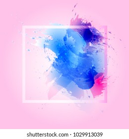 Watercolor on pink background