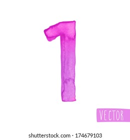 Watercolor one number
