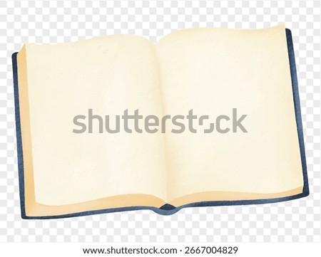 Watercolor open book for reading, studying, and school learning vector.
