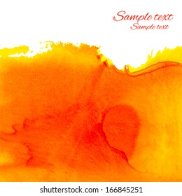 Watercolor orange background with space for text - vector 