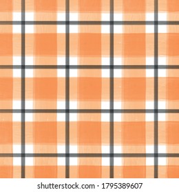 Watercolor orange and black checkered pattern.