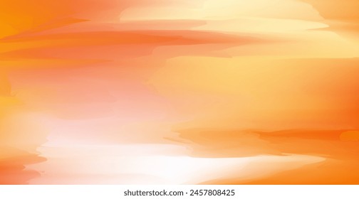 Watercolor Orange Gradient Background. Summer Banner. Vector Illustration. Spring Wallpaper
