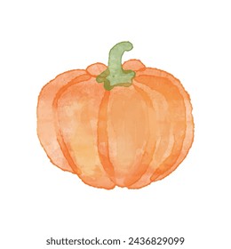 Watercolor orange pumpkin, vector autumn illustration