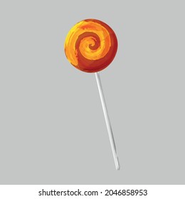 Watercolor orange red sweet lollipop for halloween, birthaday, kids love them