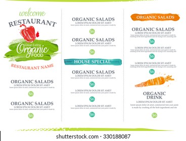 Watercolor organic restaurant menu design.