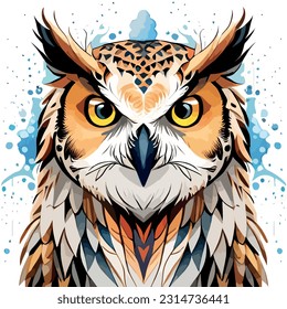 Watercolor Owl Vector art illustration collection