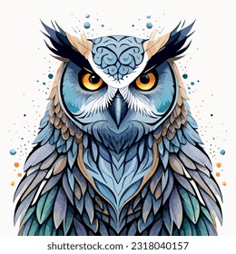 Watercolor Owl Vector art illustration collection