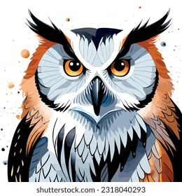 Watercolor Owl Vector art illustration collection