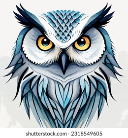 Watercolor Owl Vector art illustration collection