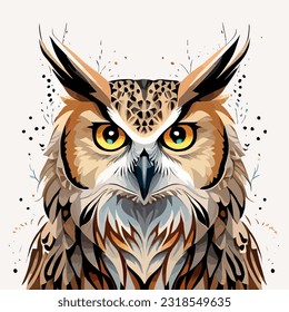 Watercolor Owl Vector art illustration collection