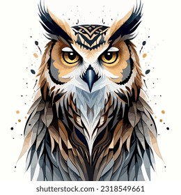 Watercolor Owl Vector art illustration collection