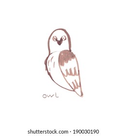Watercolor owl. Vector illustration.