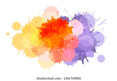 Watercolor paint blobs texture or aquarelle splashes abstract vector background. Water color messy blot effect or pattern with color stains