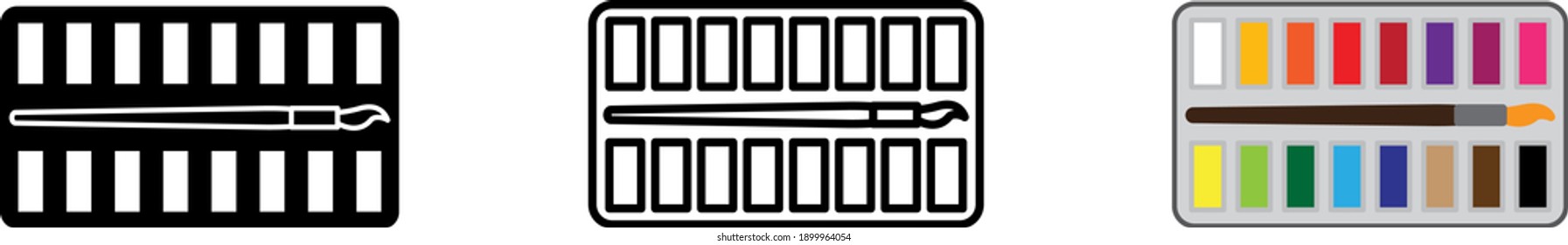 Watercolor paint box icon vector	