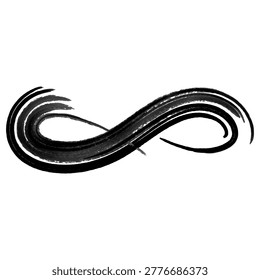 Watercolor paint brush stroke infinity sign, boundlessness eternity symbol, grunge texture infinity loop, vector illustration.