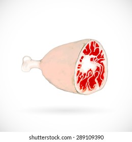 Watercolor paint meat. Vector version