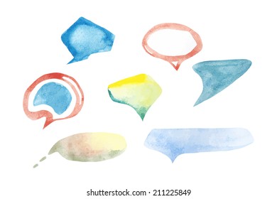 Watercolor paint speech bubble on white background.