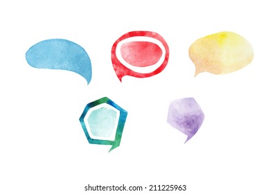 Watercolor paint speech bubble on white background.