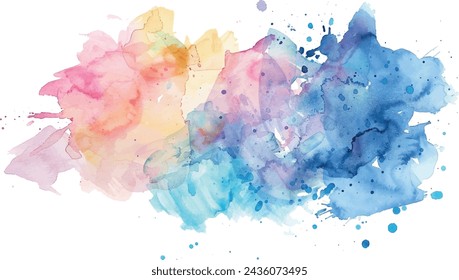 watercolor paint splashes pink yellow blue