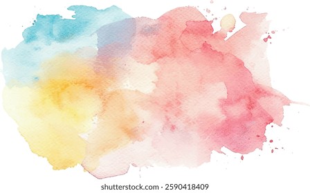 watercolor paint splashes pink yellow blue