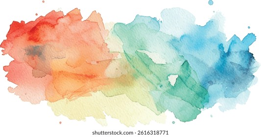 watercolor paint splashes pink yellow blue green	
