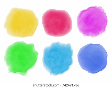 Watercolor paint stains backgrounds vector set.