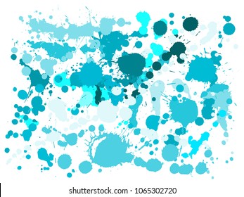 Watercolor paint stains grunge background vector. Rusty ink splatter, spray blots, dirty spot elements, wall graffiti. Watercolor paint splashes pattern, smear liquid stains spots background.