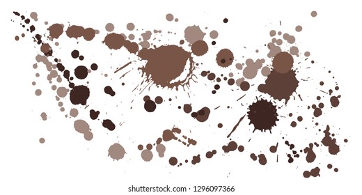 Watercolor paint stains grunge background vector. Mottled ink splatter, spray blots, dirty spot elements, wall graffiti. Watercolor paint splashes pattern, smear fluid splats stains background.