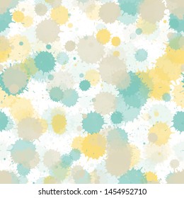 Watercolor paint transparent stains vector seamless wallpaper pattern. Rusty ink splatter, spray blots, mud spot elements seamless. Watercolor paint splashes pattern, smear fluid splats.