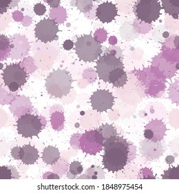 Watercolor paint transparent stains vector seamless grunge background. Cool ink splatter, spray blots, dirty spot elements seamless. Watercolor paint splashes pattern, smear fluid splats.