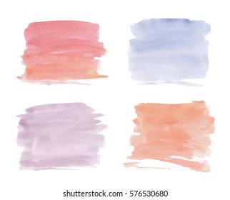 Watercolor paintbrush dabs. Vector backgrounds set. Hand drawn textured palette for your card, invitation, clothes, banner design.