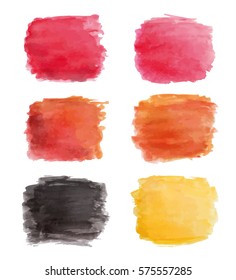 Watercolor paintbrush dubs. Vector backgrounds set. Hand drawn textured palette for your card, invitation, clothes, banner design.