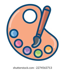 watercolor paintbrush school icon isolated