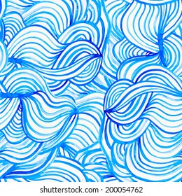 Watercolor painted abstract doodles pattern vector design