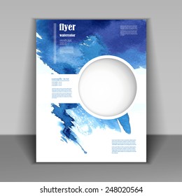 Watercolor Painted  Background Design, Business Corporate Brochure Template Flyer Layout, Vector Illustration