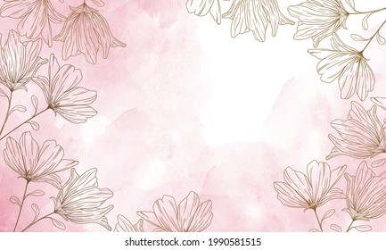 watercolor painted background with hand drawn flowers