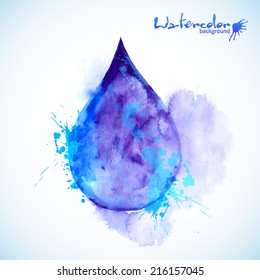 Watercolor Painted Blue Vector Drop