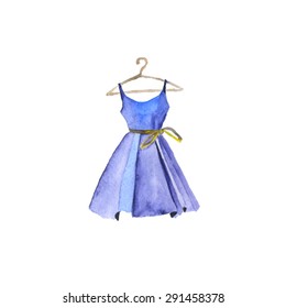 Watercolor painted dress. Vector illustration