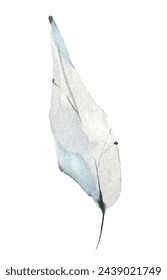 Watercolor painted floral artistic blue, gray colour beautiful wild leaf. Hand drawn illustration. Traced vector watercolour clipart drawing.