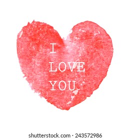 Watercolor painted heart, Vector element for design.