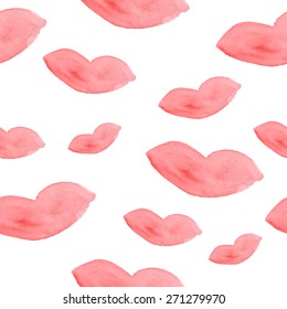 Watercolor painted lips, seamless watercolor. Vector illustration. Hand-drawn element.