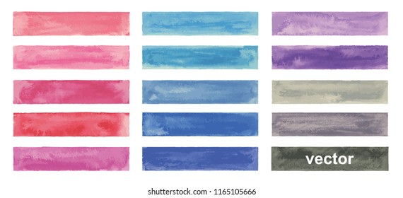 Watercolor Painted Rectangle Set, Vector