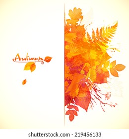 Watercolor painted red autumn foliage vector banner design