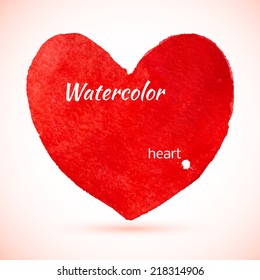 Watercolor painted red heart, vector element for your design 