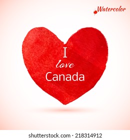 Watercolor painted red heart. vector element for your design 