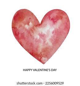 Watercolor painted red heart, vector element for your design