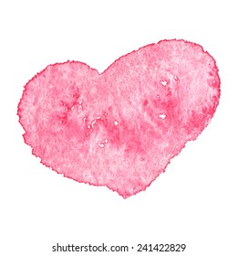 Watercolor painted red heart. Vector illustration for design