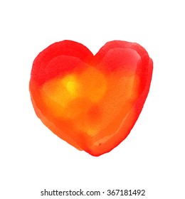 Watercolor painted red heart, vector element for your design