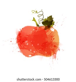 Watercolor painted vector thanksgiving pumpkin